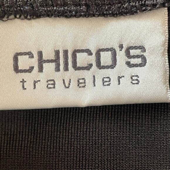 Chico's Travelers Black Slinky Knit Top Split V-neck Studded Long Sleeves XL/16 - Picture 5 of 7
